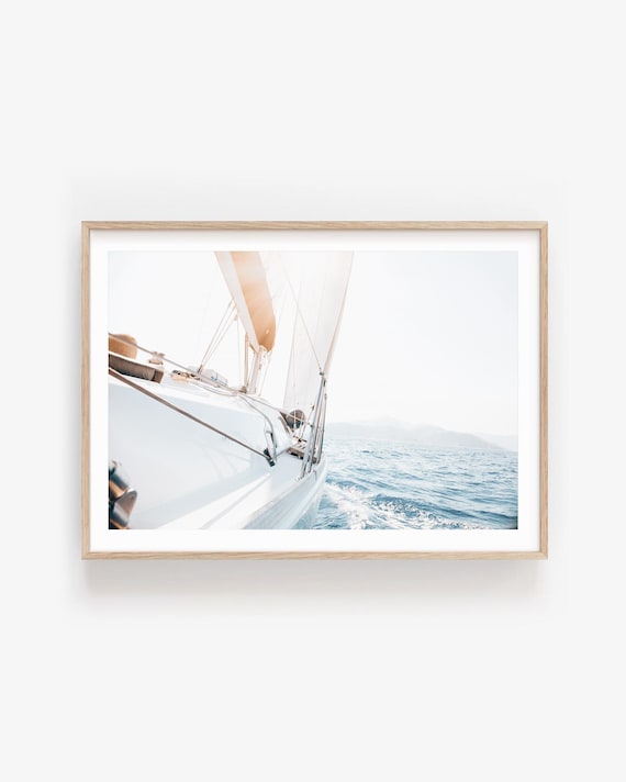 Coastal Sailboat Art Print: Modern Nautical Wall Art, Framed or Unframed Ocean Photo