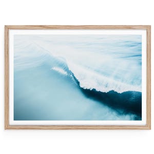 Minimalist Ocean Wave Print: Soft Blue Coastal Photography, Framed or Unframed