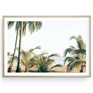 Stampa artistica da parete con palme sulla spiaggia - Stampa artistica di Summer Island, Fotografia costiera tropicale della Costa Rica, Decorazione turistica chic per una casa sulla spiaggia rilassata