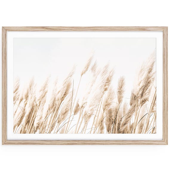 Neutral Beach Grass Fine Art Print, Minimalist Coastal Bedroom Wall Art, Framed or Unframed