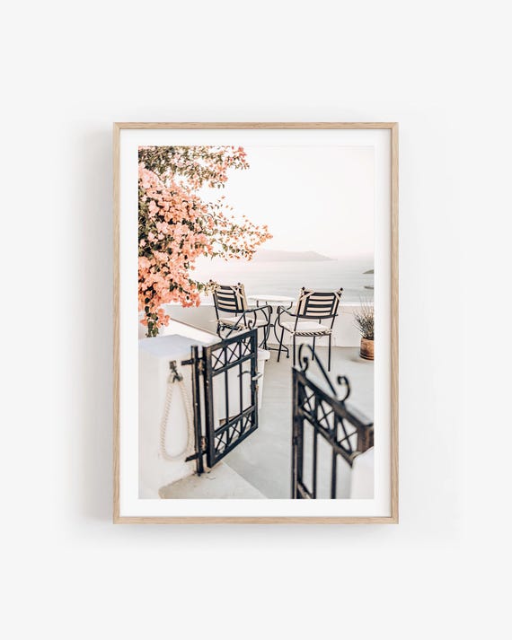 Santorini Wall Art: Mediterranean Architecture Print, Greece Coastal Photography