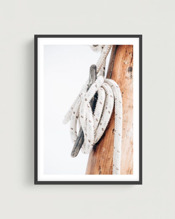 Nautical Wall Art - Minimal Sailboat Rope Photography, Framed or Unframed