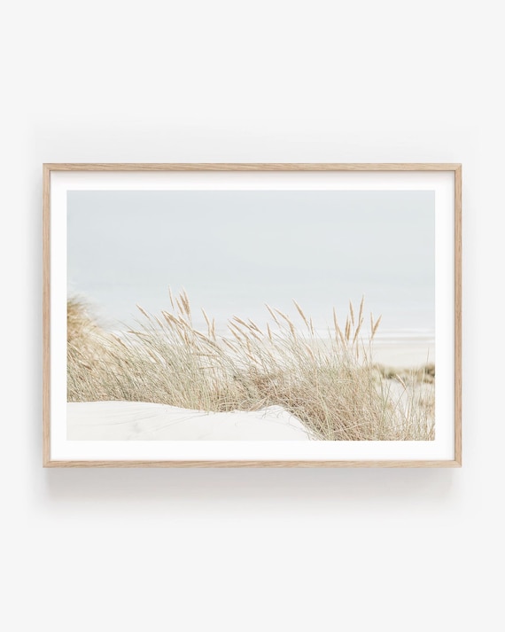 Coastal Dunes Photography Print - Minimalist Beach Grass Wall Art