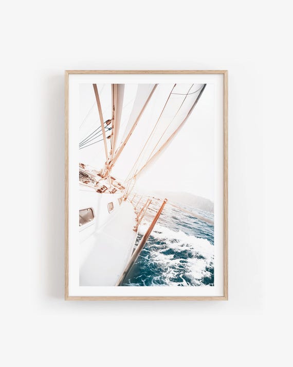 Coastal Sailboat Fine Art Print, Nautical Beach House Decor, Framed or Unframed Photography Print