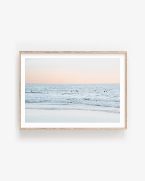 Surf Wall Art: Pastel Ocean Print, Coastal Sunset Fine Art Photography