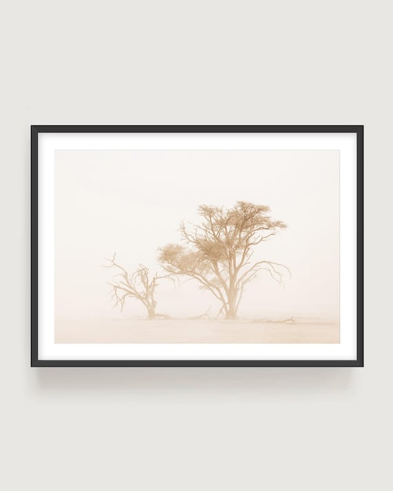 Neutral Nature Wall Art - Lone Tree Photography Print, Minimalist Photography