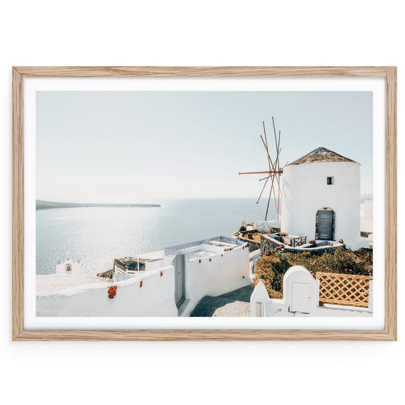 Greece Wall Art, Santorini Framed or Unframed Photography, Coastal Neutral Fine Art Print