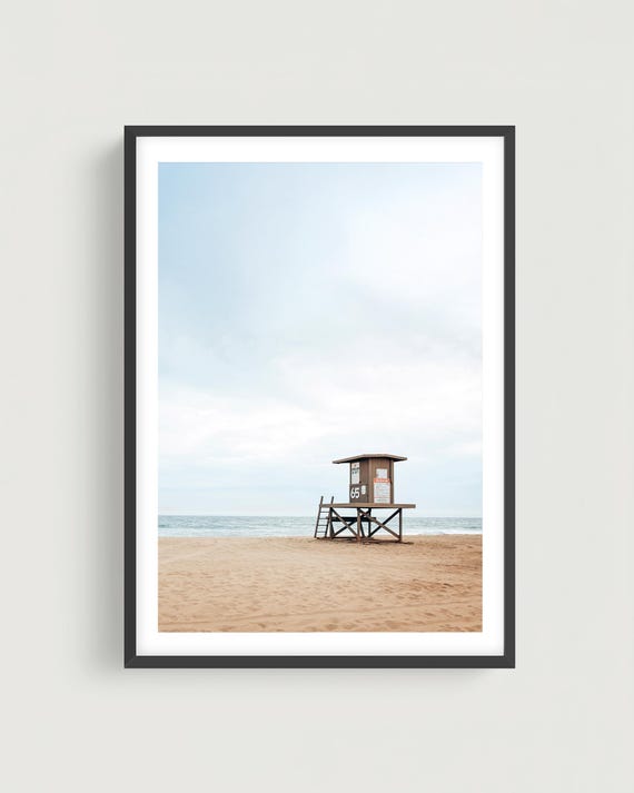 Newport Beach Lifeguard Tower Print - Framed or Unframed Coastal California Photography