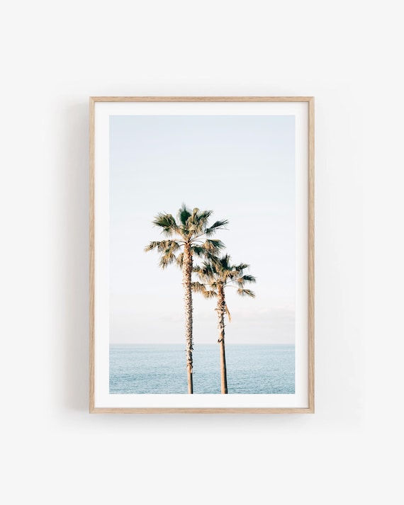 Palm Tree Wall Art: Coastal Palm Photography, Minimalist Tropical Beach Print Decor