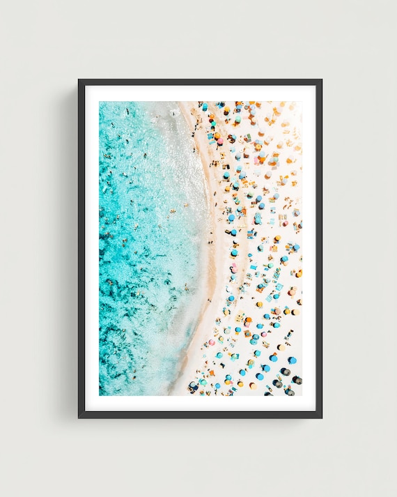 Aerial Beach Fine Art Print - Turquoise Ocean Summer Photography Wall Art