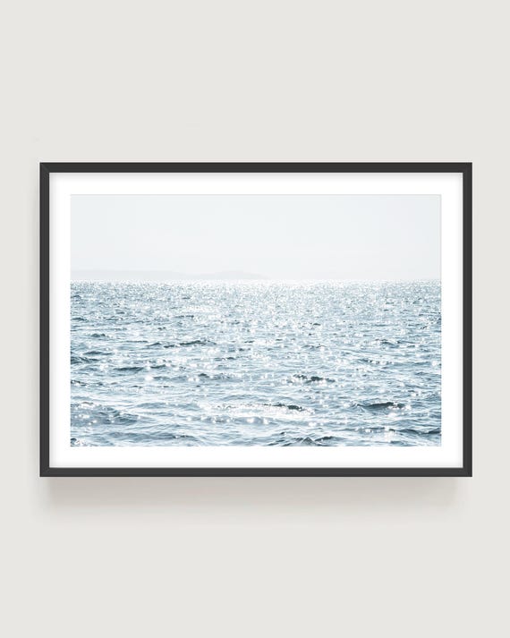 Sparkling Ocean Fine Art Print - Soft Coastal Wall Art in Neutral Serene Tones