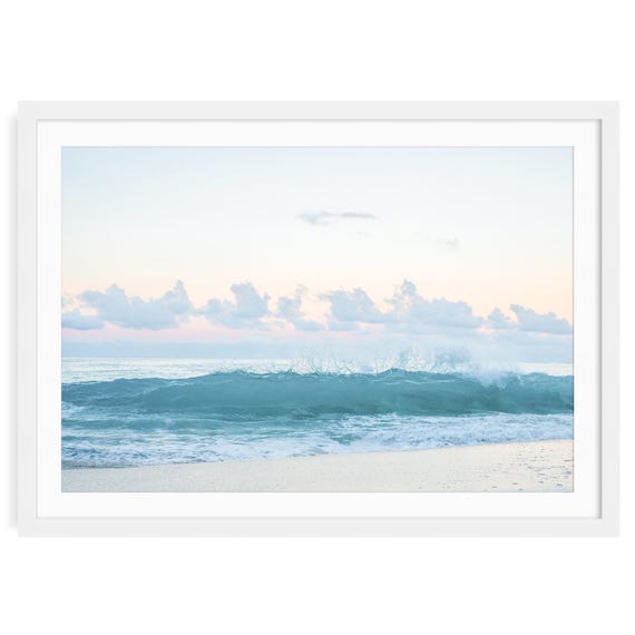 Blue Ocean Wave Print: Coastal Beach Photography, Framed or Unframed