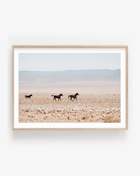 Wild Horses Fine Art Print: Beige Neutral Desert Photography