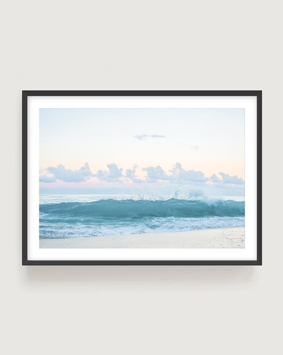 Blue Ocean Wave Print: Coastal Beach Photography, Framed or Unframed