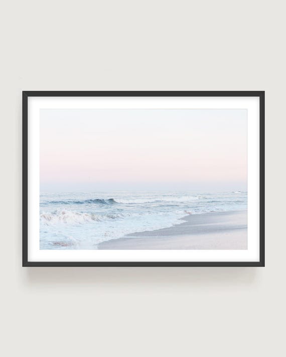 Pastel Sunset Beach Print – Minimalist Coastal Wall Art