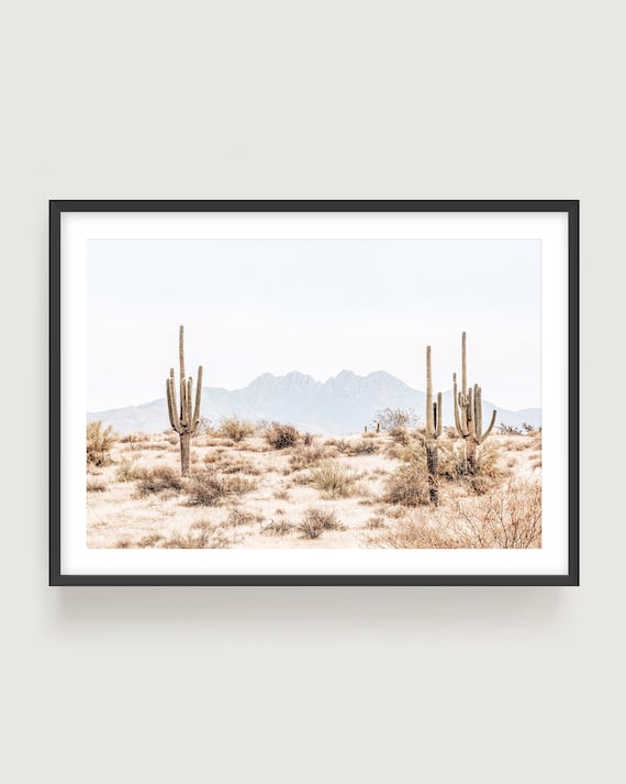 Saguaro Cactus Desert Wall Art Print - Four Peaks Arizona Boho  Landscape Photography