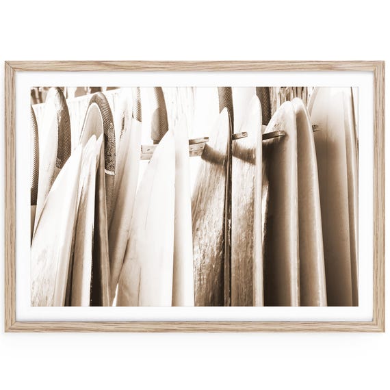 Vintage Surfboards Coastal Print, Beach House Photography, Framed or Unframed