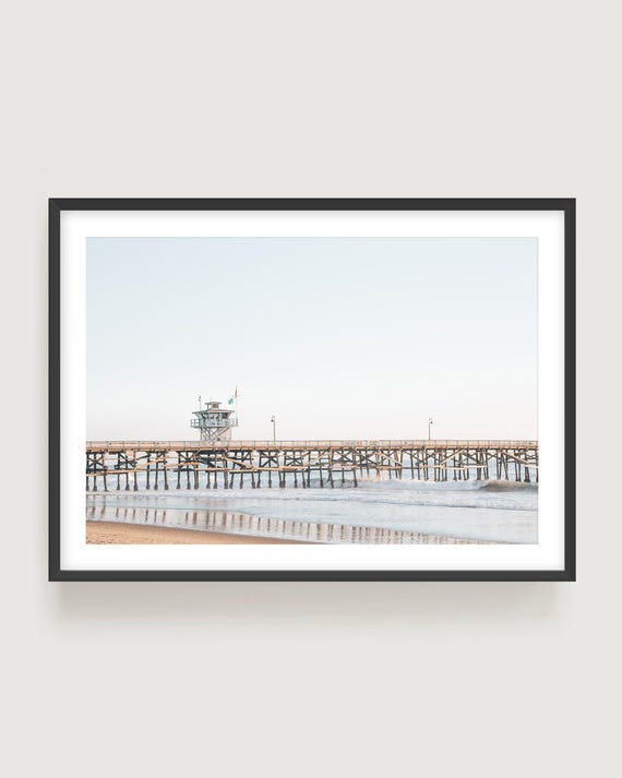 Beach Photography Print - San Clemente Pier Wall Art, Minimal Coastal Decor