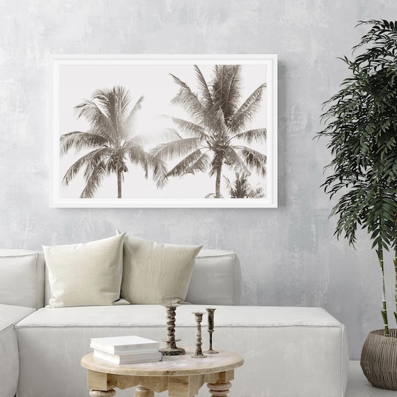 Hawaii Palm Tree Print, Coastal Minimalist Fine Art Framed or Unframed