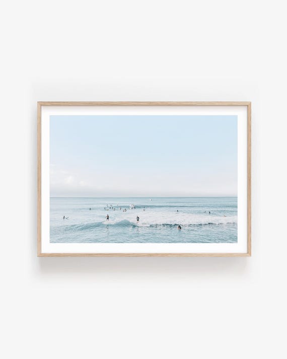 Aerial Surf Photography Print: Minimalist Coastal Wall Art, California Beach Decor