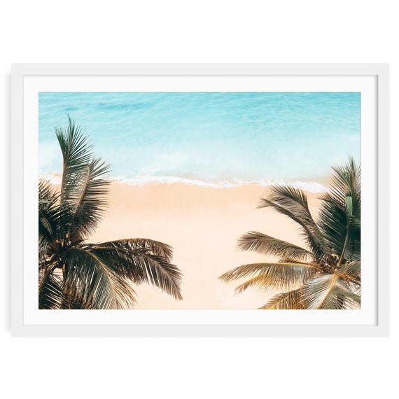 Tropical Beach Fine Art Print, Framed or Unframed Coastal Palm Trees Wall Art