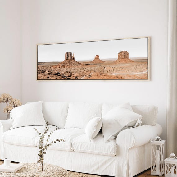 Monument Valley Panoramic Canvas Print - Southwestern Red Rock Long Narrow Wall Art