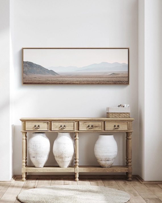 Desert Landscape Panoramic Print -Joshua Tree National Park Mountain Landscape, Canvas Wall Art