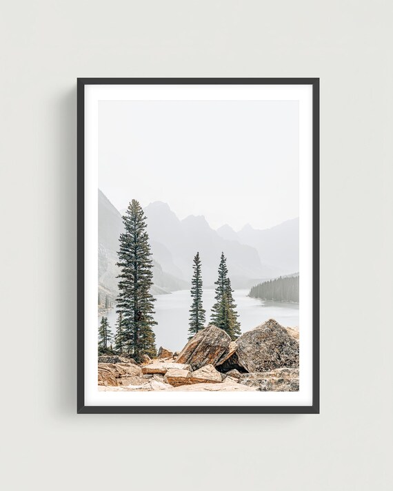 Canadian Rockies Print - Neutral Lake Mountain Landscape Photography