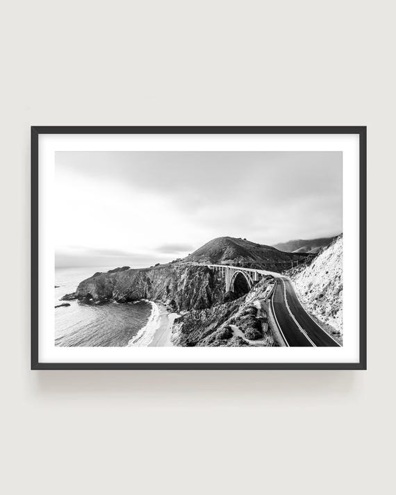 Big Sur Black and White Photography Print - California Coastal Landscape Wall Art