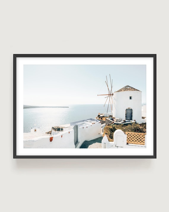 Greece Wall Art, Santorini Framed or Unframed Photography, Coastal Neutral Fine Art Print