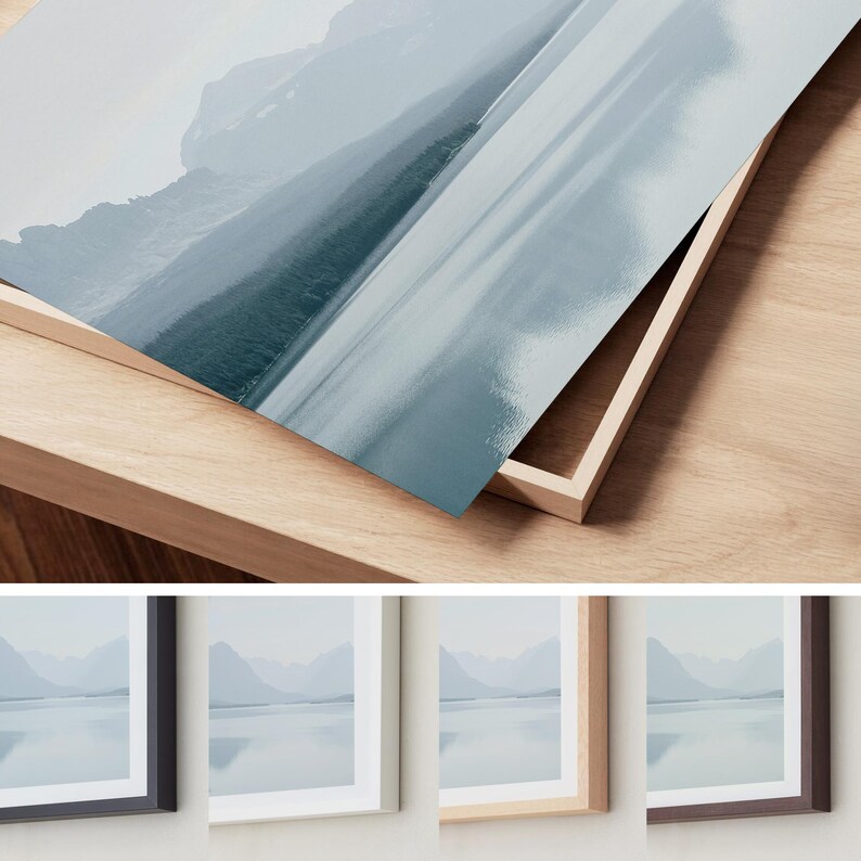 Arte mural del lago Tahoe: impresión de un lago de montaña neutro, fotografía moderna minimalista imagen 3