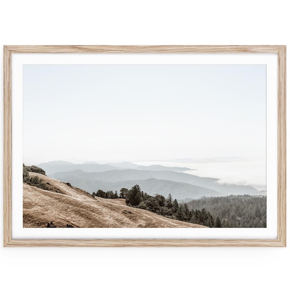 California Mountain Landscape Print: Earthy Minimalist Wall Art