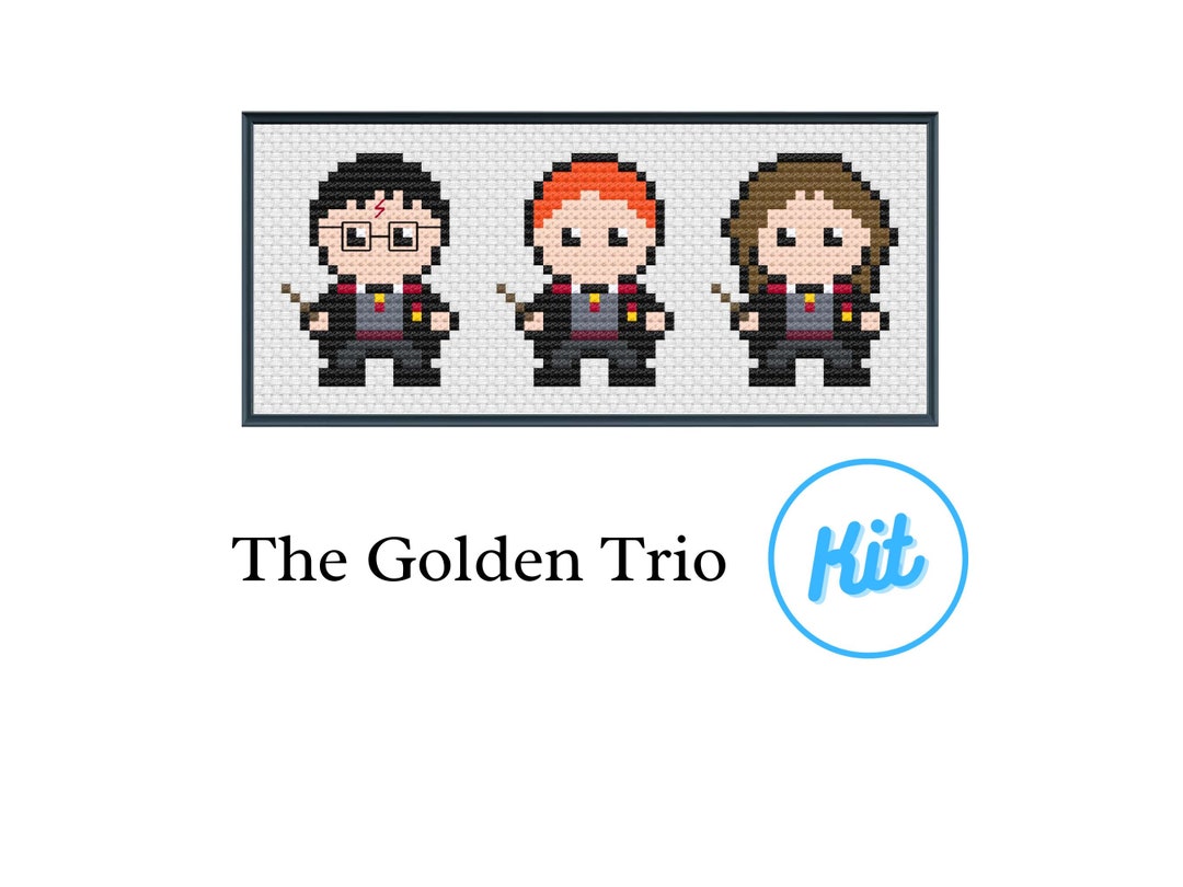 Easy Cross Stitch Kit HP Magical Characters Golden Trio Etsy
