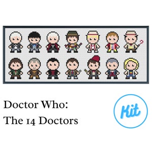 Easy Cross Stitch Kit: Doctor Who - The 14 Doctors - Cross Stitch Kit for Beginners [Unofficial Parody]