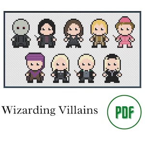 Cross Stitch PDF Pattern: HP Magical Characters - Villains - Easy Cross Stitch Pattern for Beginners [Unofficial Parody]