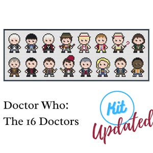Cross Stitch Kit: Doctor Who - The 16 Doctors - Easy Cross Stitch Kit for Beginners [Unofficial Parody]