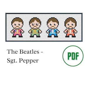 Cross Stitch PDF Pattern: The Beatles [Sgt. Pepper] - Easy Cross Stitch Pattern for Beginners [Unofficial Parody]