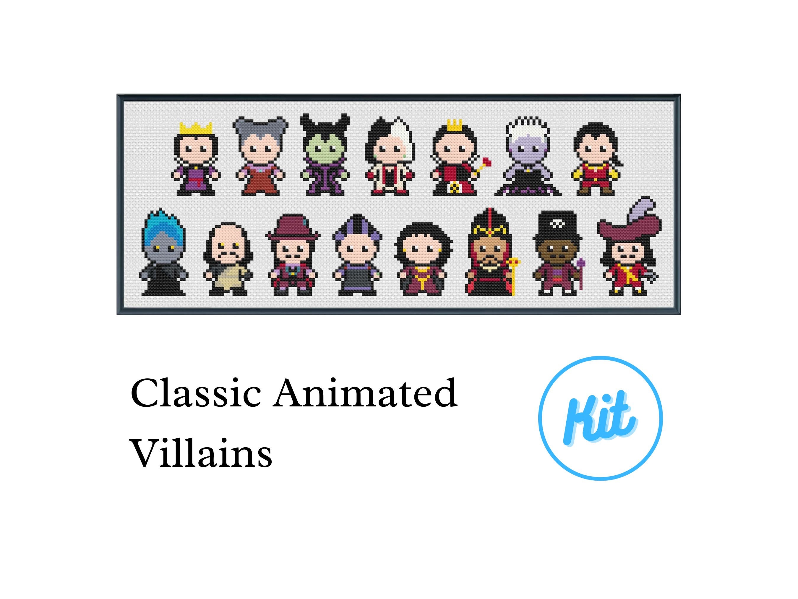 Cross Stitch Kit: Classic Animated Villains - Easy Cross Stitch Kit for Beginners [Unofficial Parody]