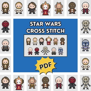 Cross Stitch PDF Pattern: Star Wars Characters - The Prequel Trilogy - Easy Cross Stitch Pattern for Beginners [Unofficial Parody]