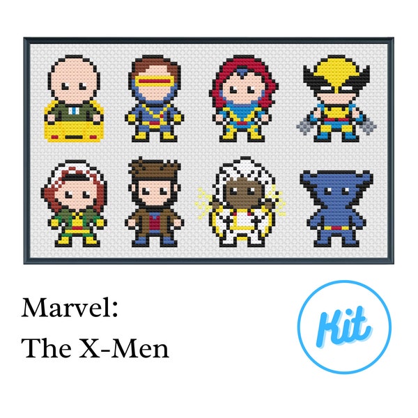 Easy Cross Stitch Kit: Marvel Superheroes - The X-Men - Cross Stitch Kit for Beginners [Unofficial Parody]
