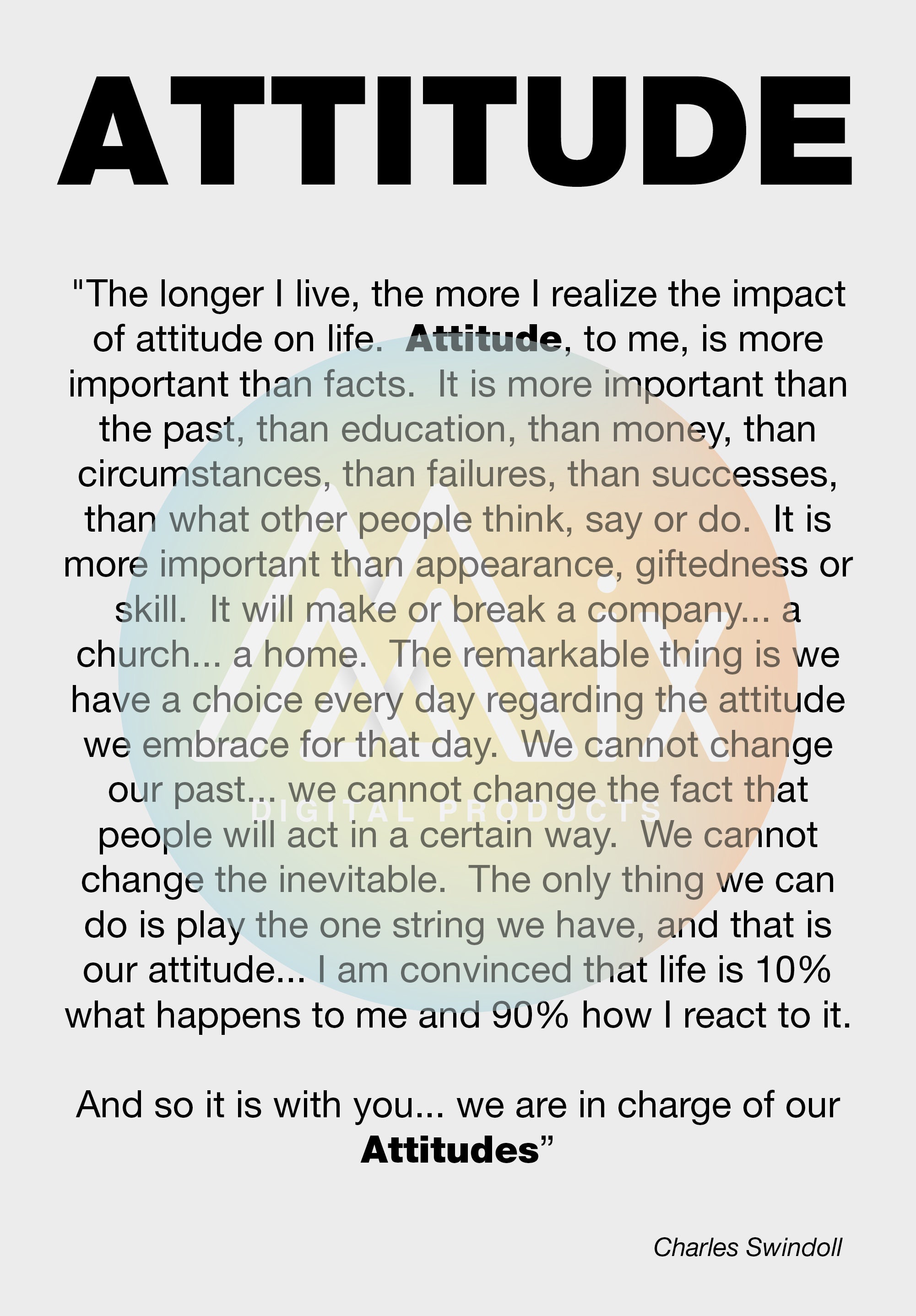 Attitude Motivational Poster, Self Affirmation Quote, Positive ...