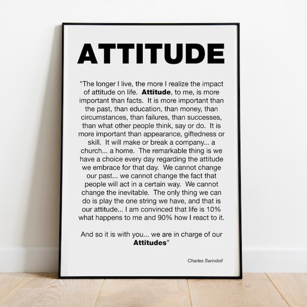 Attitude Motivational poster, Self Affirmation Quote, Positive Affirmation,Download Instantly, Printable wall art, Charles Swindoll