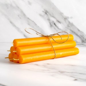Pack Of 6 Orange Dinner Candles - Tall Bistro Stick Candles | For Home, Birthday Parties, Baby Showers, Events Etc | Colourful | Vegan