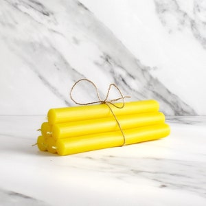 Pack Of 6 Yellow Dinner Candles - Tall Bistro Stick Candles | For Home, Birthday Parties, Baby Showers, Events Etc | Colourful | Vegan