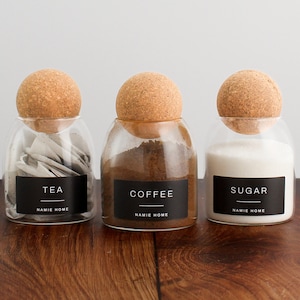 tea coffee sugar set of 3 storage jars for kitchen pantry organisation with black label