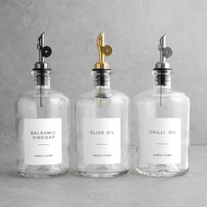 Clear Glass Oil Bottle 500ml - Round Empty Refillable Dispenser Pourer For Kitchen Storage | Eco Friendly Home Decor Accessory