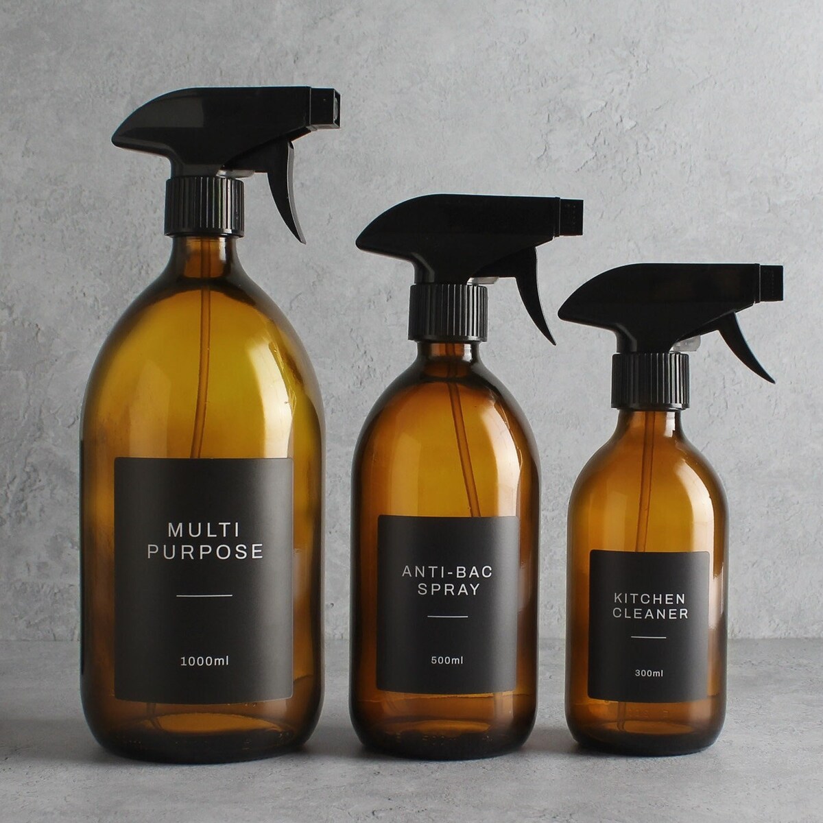 Amber Glass Spray Bottle | Refillable Labelled Bottle With Trigger Spray Lid | Kitchen Cleaner Label, 500mL - Etsy