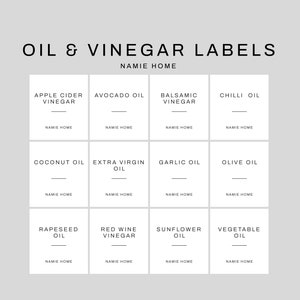 Waterproof Oil Labels - White Stickers For Bottles And Pourers | Kitchen Storage Pantry Organisation | Home Jar Label Vinegar& Olive Oil