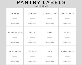 Pantry Labels - Weiße wasserdichte Aufkleber für Gläser und Körbe | Küchenschrank Organisation | Einmachglas mit Mrs Hinch Label