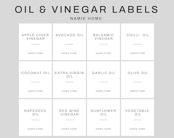 Waterproof Oil Labels - White Stickers For Bottles And Pourers | Kitchen Storage Pantry Organisation | Home Jar Label Vinegar& Olive Oil